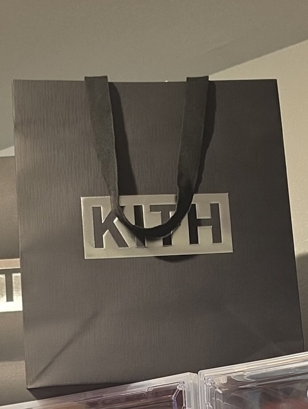Kith Black and Silver Branded Shopping Bag